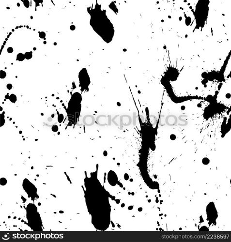 Abstract grunge seamless pattern. Realistic blobs, blots, vuvvles from ink. Vector illustration.