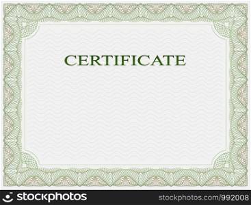 Abstract guilloche frame. Horizontal certificate form.