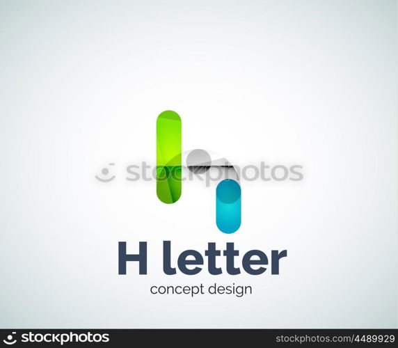 Abstract H geometric letter logo template. Abstract H geometric letter logo template. Overlapping transparent wave elements composition