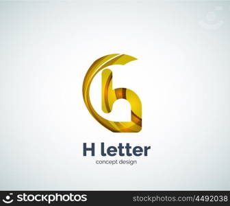 Abstract H geometric letter logo template. Abstract H geometric letter logo template. Overlapping transparent wave elements composition