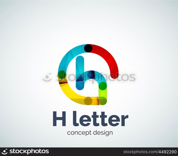 Abstract H geometric letter logo template. Abstract H geometric letter logo template. Overlapping transparent wave elements composition