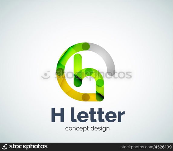 Abstract H geometric letter logo template. Abstract H geometric letter logo template. Overlapping transparent wave elements composition