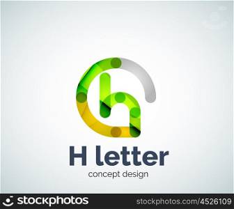 Abstract H geometric letter logo template. Abstract H geometric letter logo template. Overlapping transparent wave elements composition