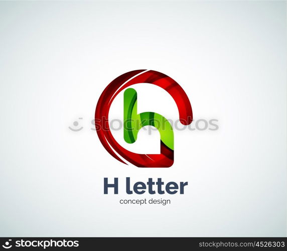 Abstract H geometric letter logo template. Abstract H geometric letter logo template. Overlapping transparent wave elements composition