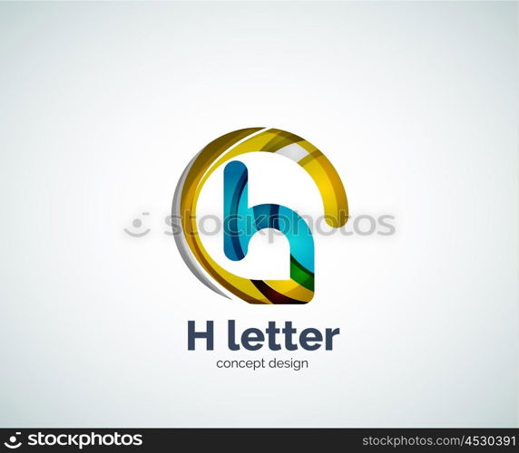 Abstract H geometric letter logo template. Abstract H geometric letter logo template. Overlapping transparent wave elements composition