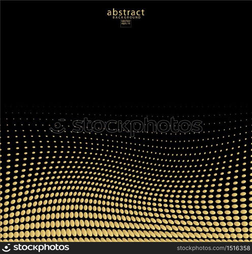 Abstract halftone gold dotted background. Futuristic grunge pattern, dot, wave. Vector modern optical pop art texture for posters, sites, business cards, cover, labels mock-up, vintage layout