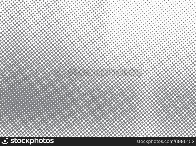 Abstract halftone motion effect with fading dot gradation black and white background and texture. Vector illustration