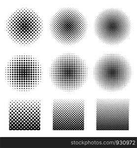 Abstract halftone set of circles and square. You can use as an art element tools for various details. vector eps10