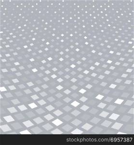 Abstract halftone white square pattern perspective on gray background. Vector modern futuristic texture illustration. Abstract halftone white square pattern perspective on gray backg