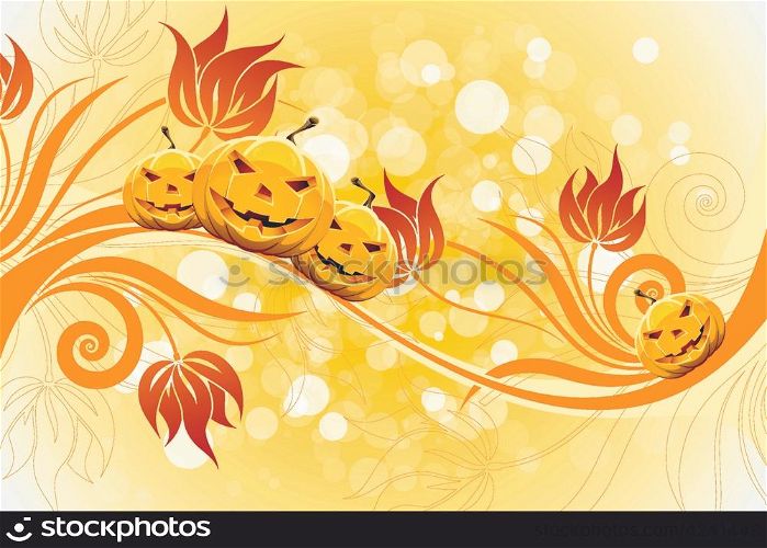 Abstract Halloween Background with Flowers