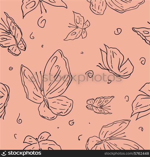 Abstract hand draw butterfly seamless pattern background.. Abstract hand draw butterfly seamless pattern background
