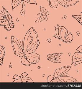 Abstract hand draw butterfly seamless pattern background.. Abstract hand draw butterfly seamless pattern background
