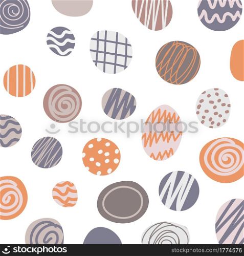 Abstract hand drawn circles with line striped pattern on white background. Vector illustration