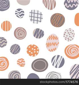 Abstract hand drawn circles with line striped pattern on white background. Vector illustration