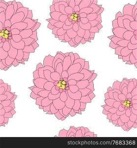 Abstract Hand Drawn Dahlia flower seamless pattern. Vector Illustration EPS10. Abstract Hand Drawn Dahlia flower seamless pattern. Vector Illustration