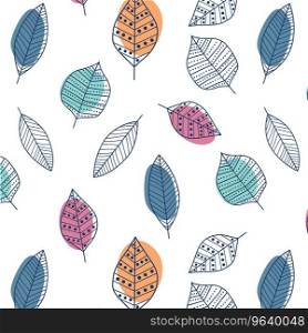 Abstract hand drawn leaf pattern Royalty Free Vector Image