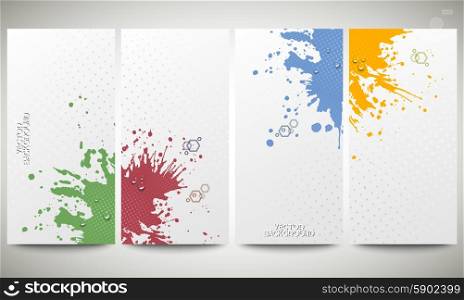 Abstract hand drawn spotted background with empty place for text message, great composition for your design. Colorful banners collection, abstract flyer layouts, vector illustration templates
