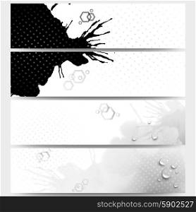 Abstract hand drawn spotted background with empty place for text message, great composition for your design. Web banners collection, abstract header layouts, vector illustration templates.
