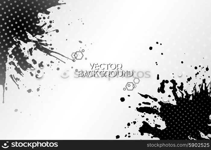 Abstract hand drawn spotted black background with empty place for text message, great composition for your design, grunge style vector illustration.