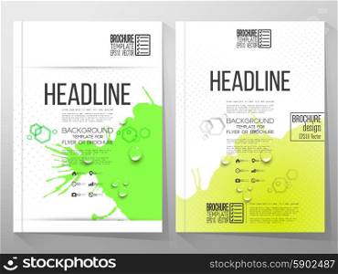 Abstract hand drawn spotted yellow-green background with empty place for text message, great composition for your design, grunge style vector illustration. Brochure or flyer vector templates.