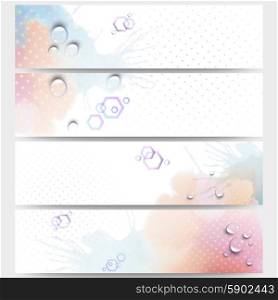 Abstract hand drawn watercolor background with empty place for text message, great composition for your design. Web banners collection, abstract header layouts, vector illustration templates.