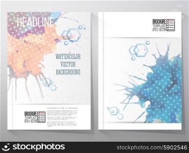 Abstract hand drawn watercolor background with empty place for text message, great composition for your design, grunge style vector illustration. Brochure or flyer vector templates.