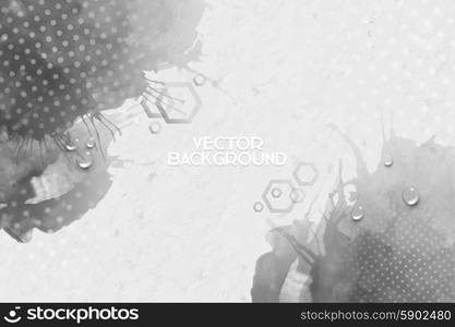 Abstract hand drawn watercolor gray background with empty place for text message, great composition for your design, grunge style vector illustration.