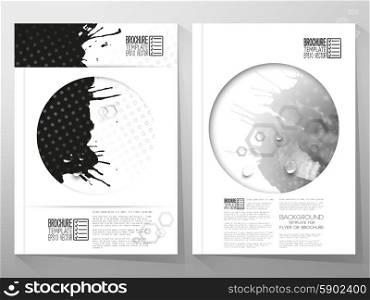 Abstract hand drawn watercolor gray-black background with empty place for text message, great composition for your design, grunge style vector illustration. Brochure or flyer vector templates.