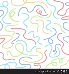 Abstract hand drawn wavy lines colorful isolated on white background. Vector illustration
