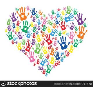 abstract hands print rainbow background