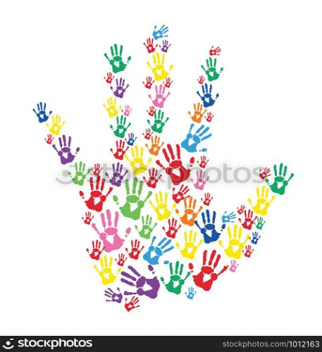 abstract hands print rainbow background