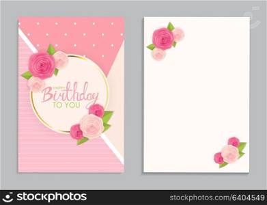 Abstract Happy Birthday Background Card Template with Flowers Vector Illustration EPS10. Abstract Happy Birthday Background Card Template with Flowers Vector Illustration