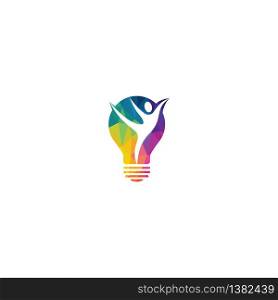 Abstract happy human inside the bulb vector icon. Health ideas logo concept.