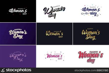 Abstract Happy Women&rsquo;s Day logo with a love vector design in pink. purple. and black colors