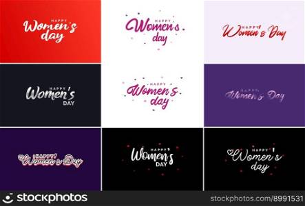 Abstract Happy Women&rsquo;s Day logo with a love vector design in pink. red. and black colors