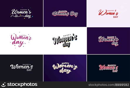 Abstract Happy Women&rsquo;s Day logo with a love vector design in pink. red. and black colors