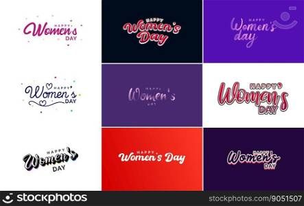 Abstract Happy Women&rsquo;s Day logo with love vector logo design in shades of blue and green