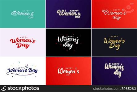 Abstract Happy Women’s Day logo with a love vector design in pink. red. and black colors