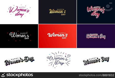 Abstract Happy Women’s Day logo with a women’s face and love vector design in pink and purple colors