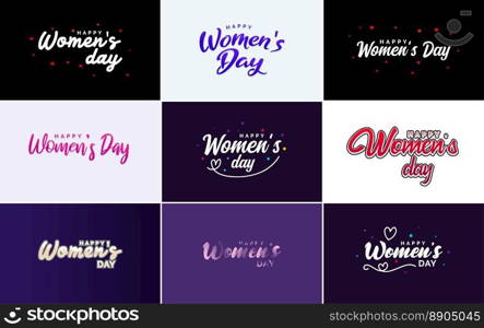 Abstract Happy Women’s Day logo with a women’s face and love vector logo design in shades of purple