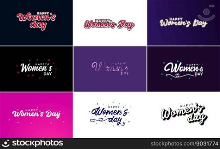 Abstract Happy Women’s Day logo with love vector logo design in shades of blue and green