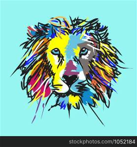 Abstract Head Lion Colorful Illustration Vector Template