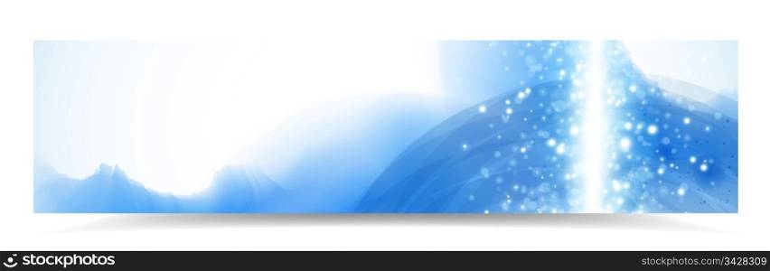 Abstract header with blue watercolor effect and lights