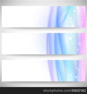 Abstract headers set, blue wave vector design.