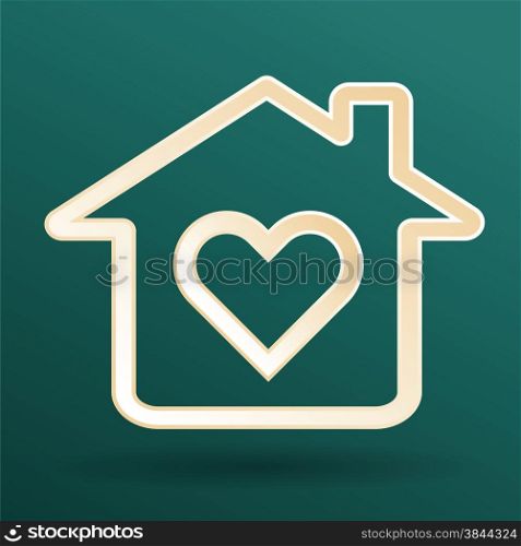 Abstract heart and home symbols on dark background as happy family love concept vector illustartion.