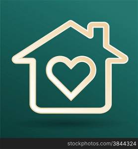 Abstract heart and home symbols on dark background as happy family love concept vector illustartion.