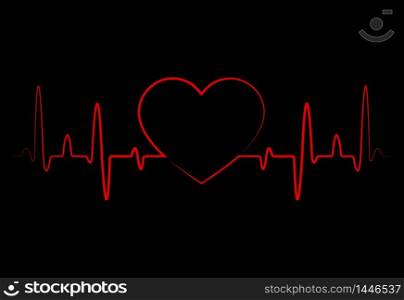 Abstract heart beats, cardiogram. Cardiology black background with red heart. Pulse of life line forming heart shape. Medical design with red heart. vector eps10. Abstract heart beats, cardiogram. Cardiology black background with red heart. Pulse of life line forming heart shape. Medical design with red heart. vector
