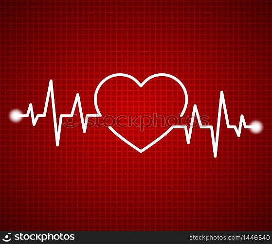 Abstract heart beats, cardiogram. Cardiology dark red background. Pulse of life line forming heart shape. Medical design over red background. vector illustration. Abstract heart beats, cardiogram. Cardiology dark red background. Pulse of life line forming heart shape. Medical design over red background. vector