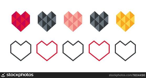 Abstract heart icons. Love symbol icon set, love symbol. Vector illustration