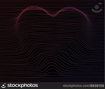 Abstract heart line distortion gradient color vector background